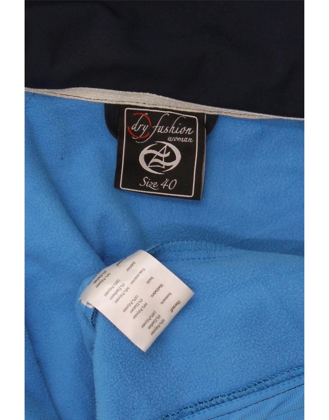 Vintage vindjakke med hætte til kvinder EU 40 Mellem marineblå polyester