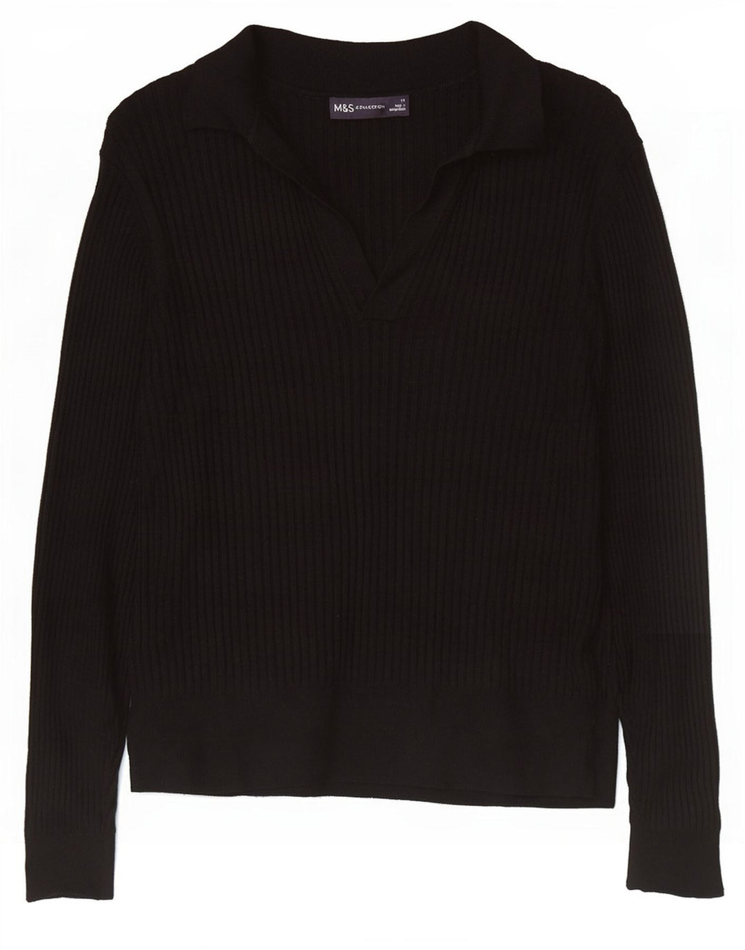 Zara langærmet poloskjorte til kvinder UK 14 Medium Black Viscose