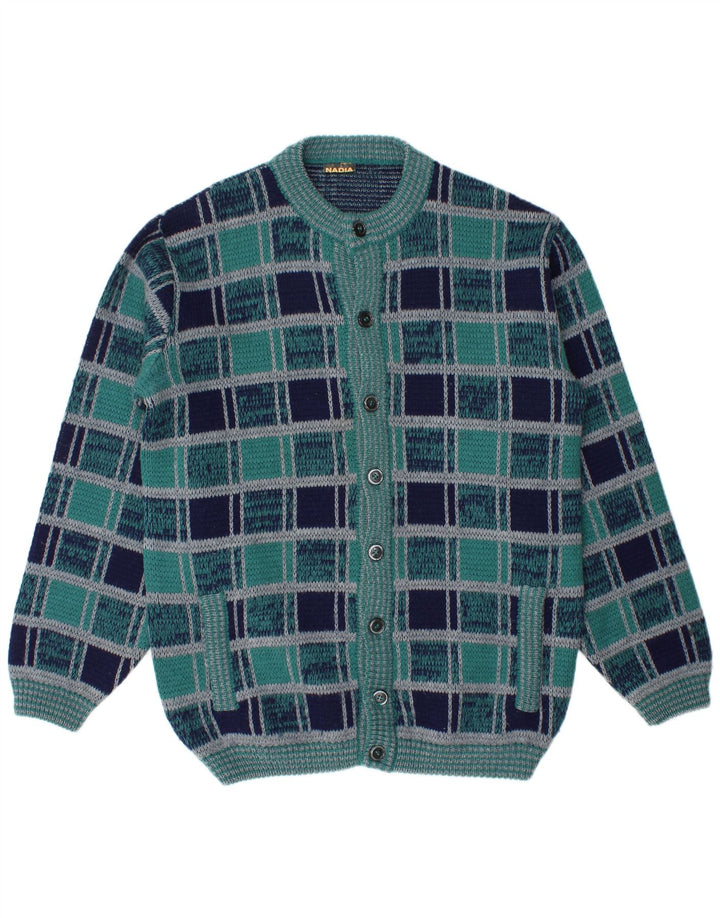 Nadia Herre Cardigan Sweater Stor marineblå ternet uld
