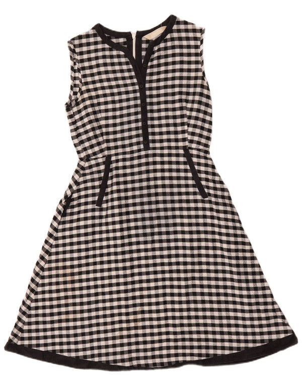 Max Mara Dame Ærmeløs A-Line Kjole UK 8 Small Black Gingham Cotton