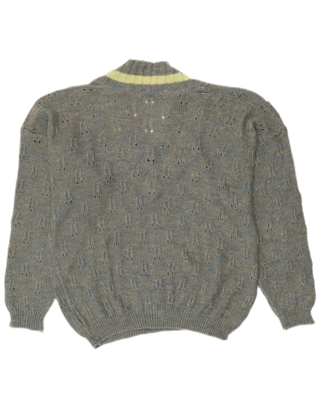 VINTAGE Dame V-hals sweater UK 18 XL Grå