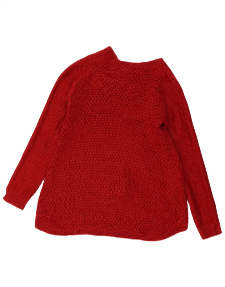 Zara Dame Boat Neck Jumper Sweater UK 14 Medium Rød Akryl