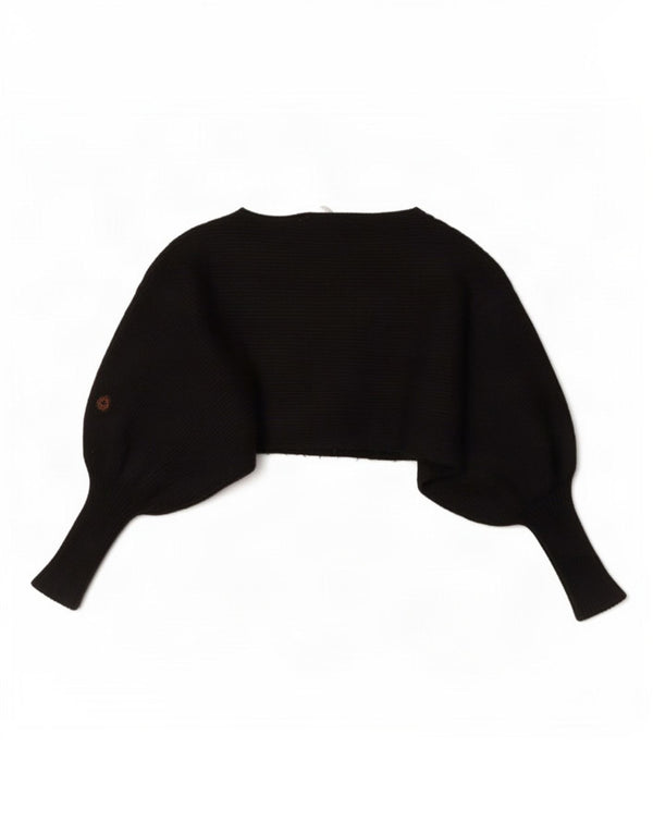 Zara Womens Crop Boat Neck Jumper Sweater UK 12 Medium Black