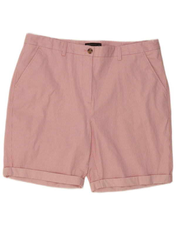 Marks & Spencer Chino-shorts til kvinder UK 18 XL W40 Pink nålestribet bomuld