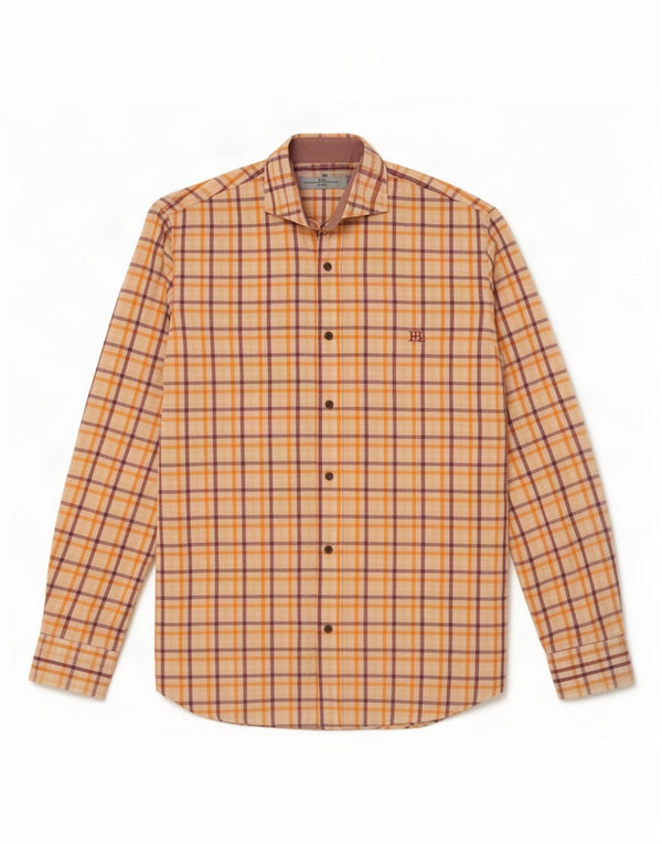 Harmont & Blaine herreskjorte stor orange ternet bomuld