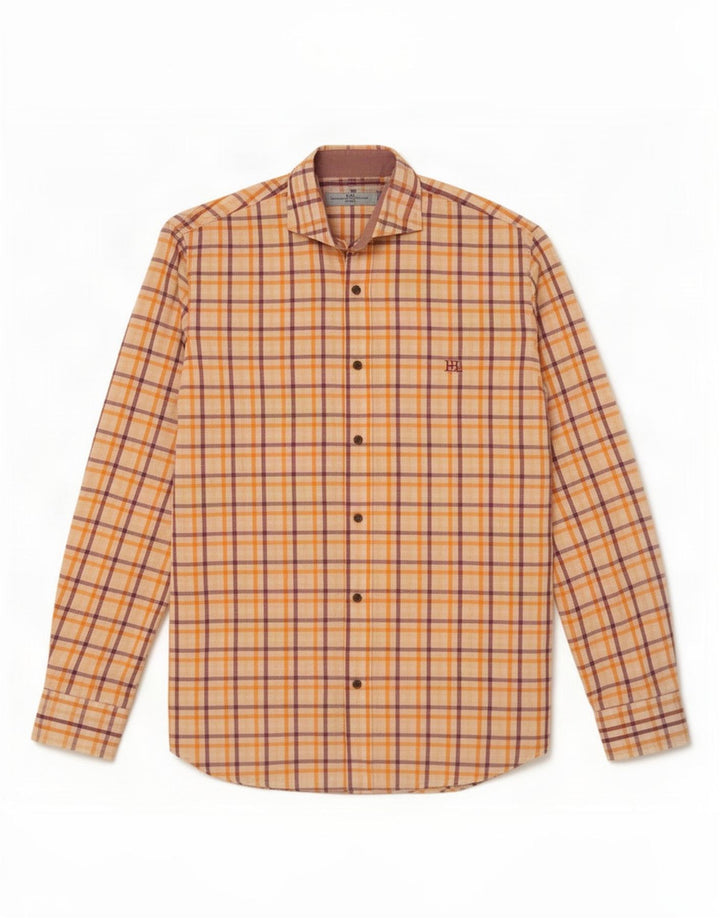 Harmont & Blaine herreskjorte stor orange ternet bomuld