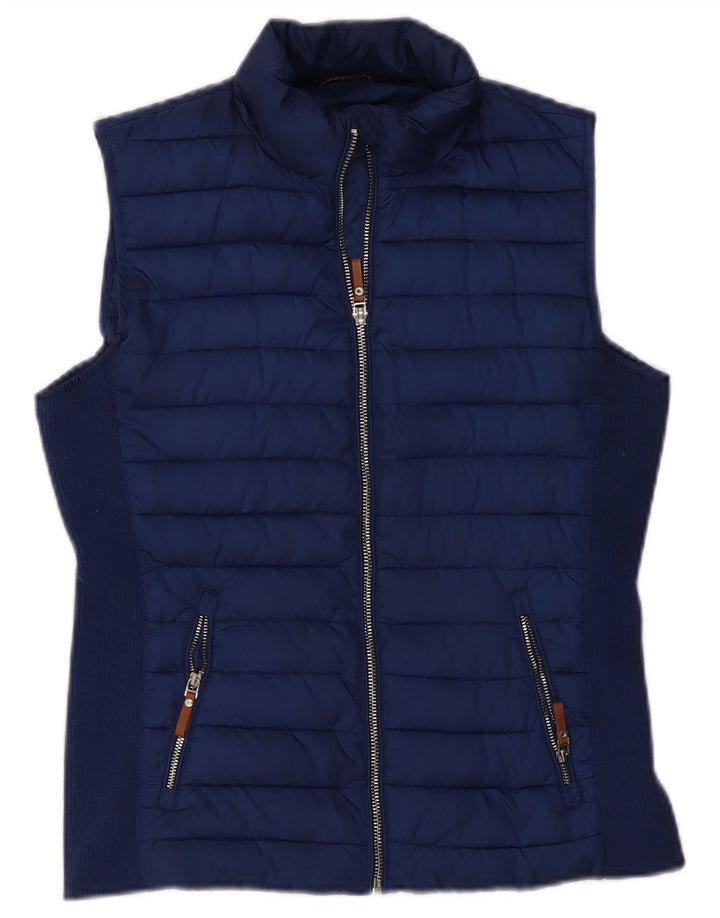 Massimo Dutti Dame Polstret Gilet UK 14 Medium Navy Blue