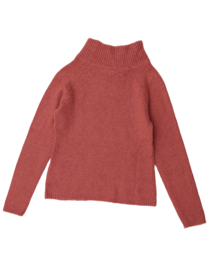 Fred Perry Dame Crop Turtle Neck Jumper Sweater UK 10 Small Pink