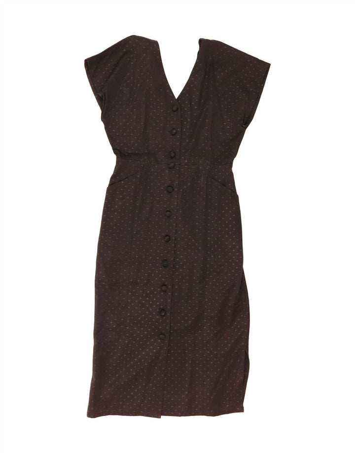 VINTAGE Womens Sheath Dress UK 12 Medium Black Polka Dot Acetate Vintage Vintage and Second-Hand Vintage from Messina Hembry 