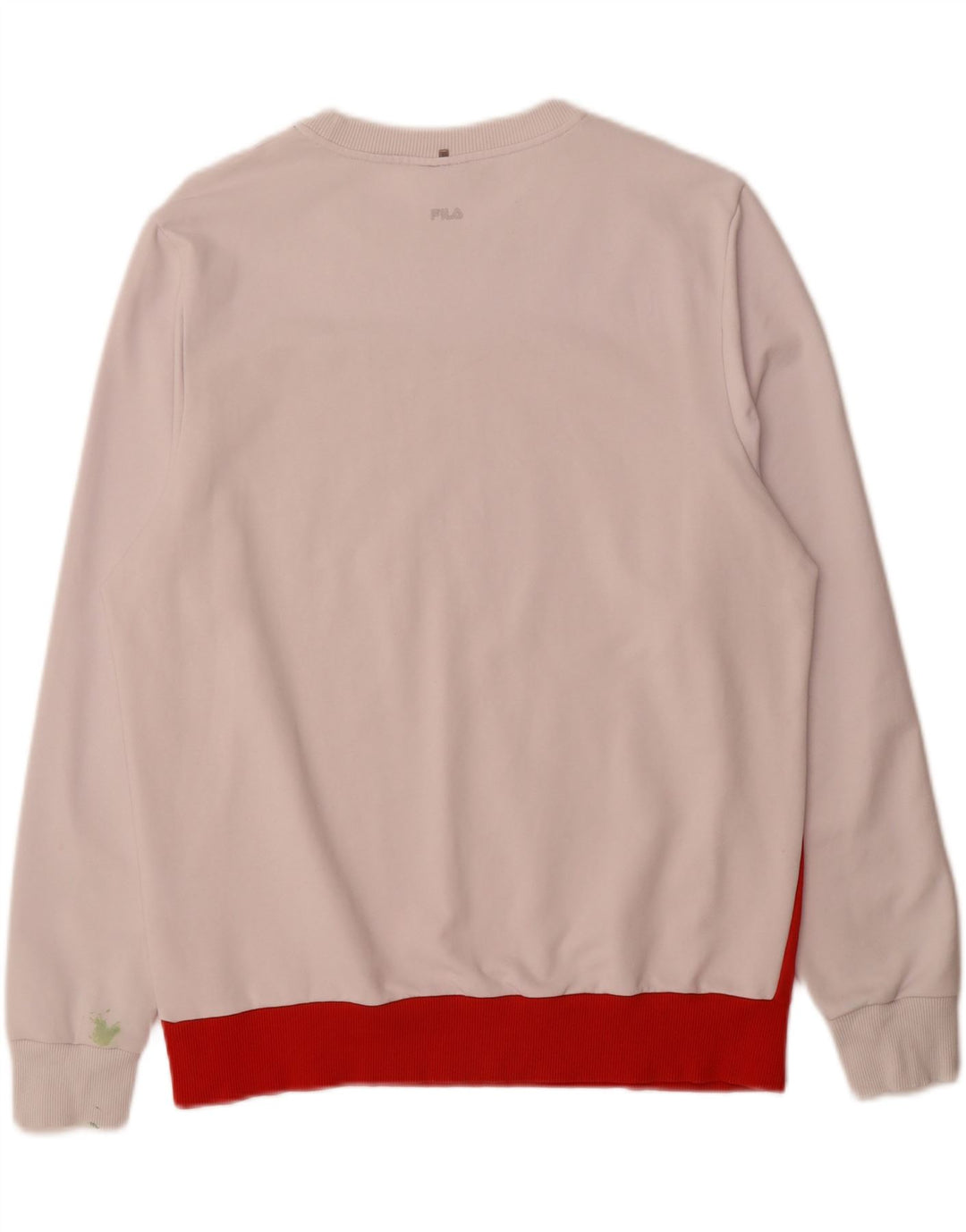 FILA Mens Graphic Sweatshirt Jumper IT 52 Large Red Colourblock Cotton Vintage Fila and Second-Hand Fila from Messina Hembry 