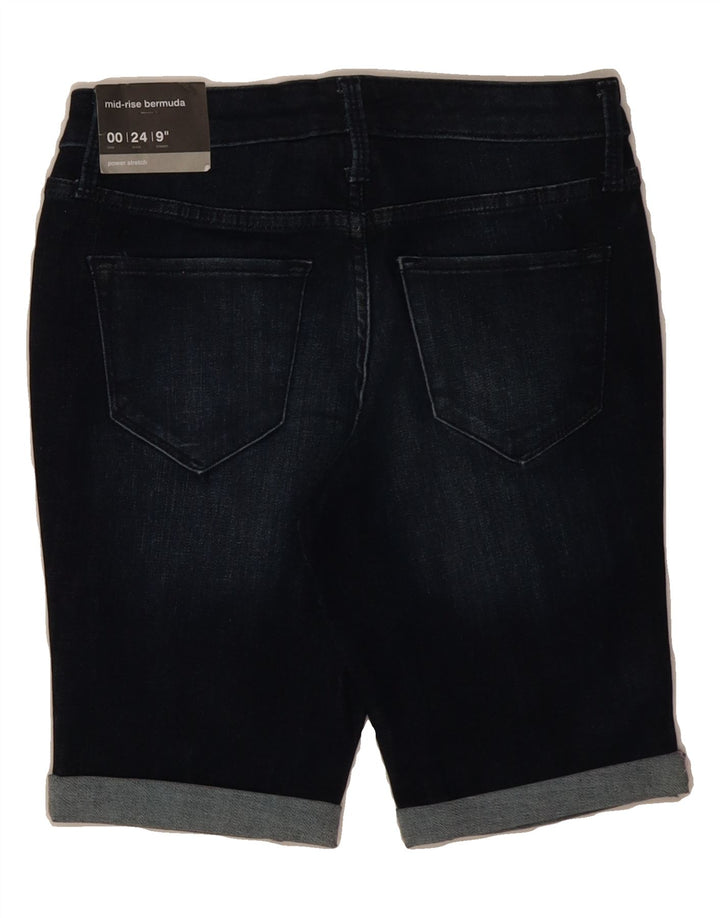MOSSIMO Womens Mid Rise Bermuda Denim Shorts US 00 2XS W24  Navy Blue Vintage Mossimo and Second-Hand Mossimo from Messina Hembry 