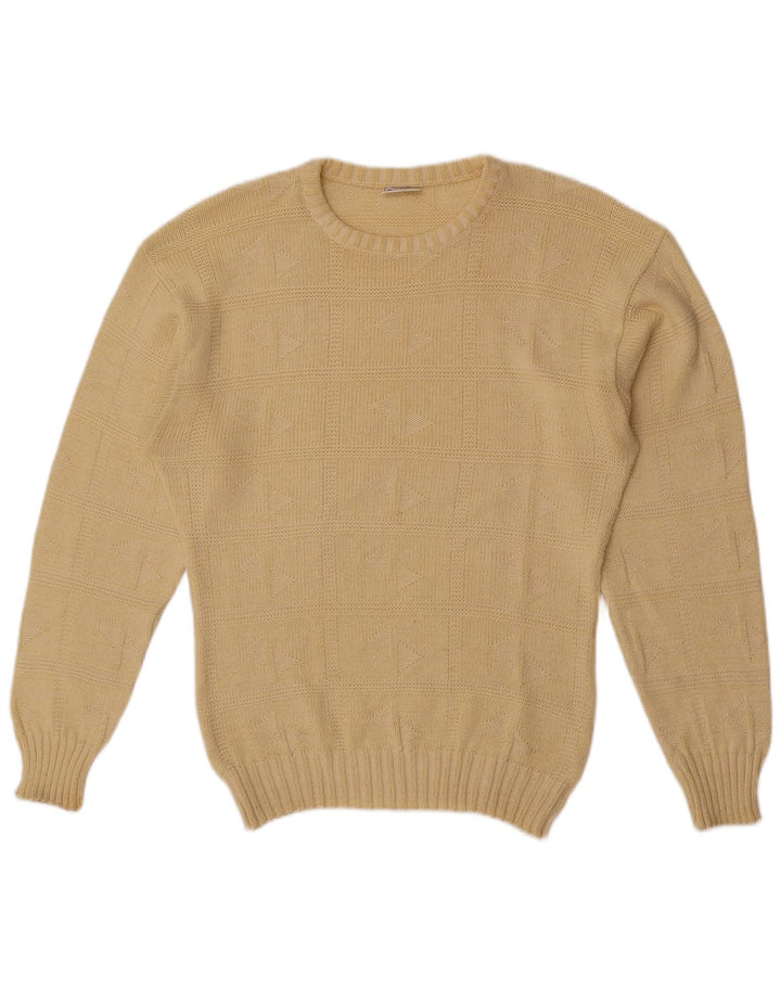 VINTAGE Herre sweater med rund hals, medium gul