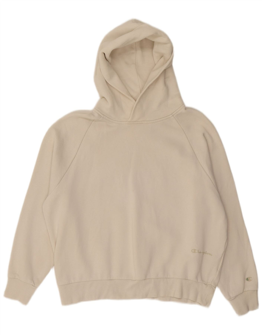 CHAMPION Womens Oversized Hoodie Jumper UK 14 Medium Beige Cotton