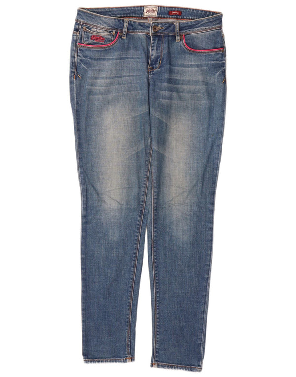 SUPERDRY Dame Skinny Jeans W30 L32 Blå Bomuld