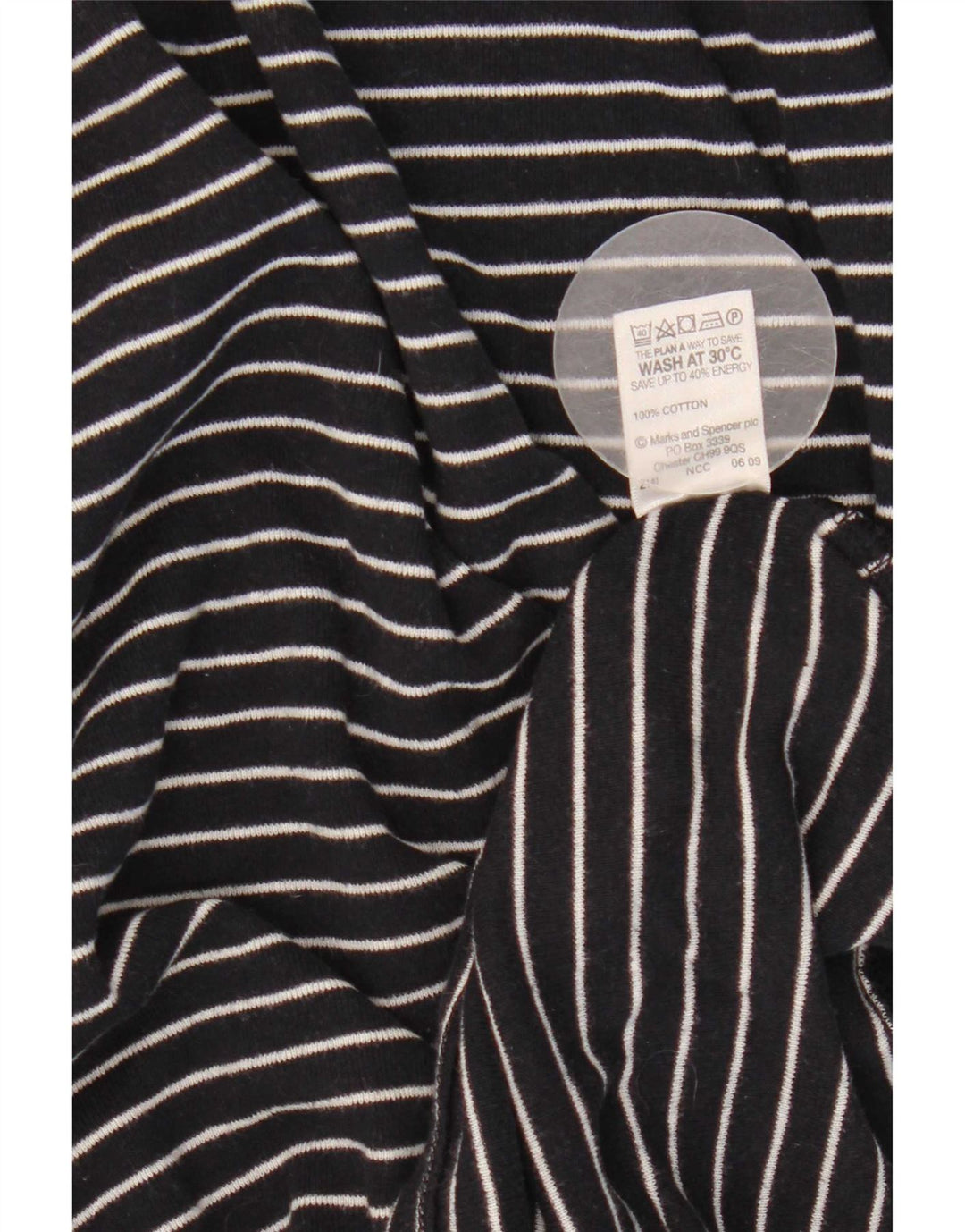 Marks & Spencer Dame Top Langærmet UK 16 Large Navy Blue Pinstripe