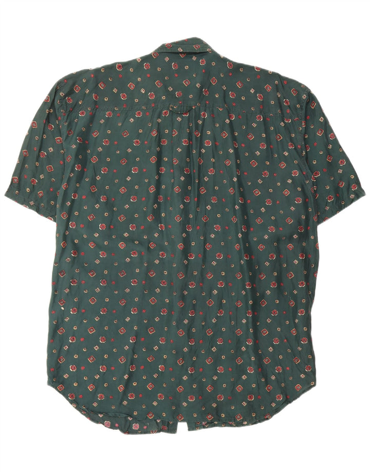 Fuzi Silks Kortærmet Herreskjorte Stor Grøn Blomster