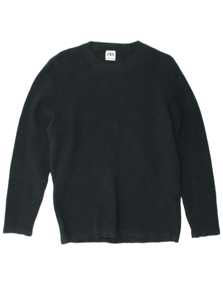 Zara Herre sweater med rund hals, mellemgrøn
