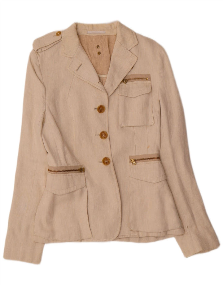 Calvaresi Dame Military 3-knaps blazerjakke UK 12 Medium Beige