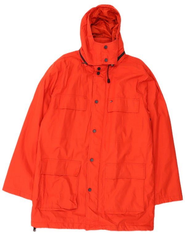 Tommy Hilfiger Herre Hooded Windbreaker Coat UK 40 Large Red Cotton