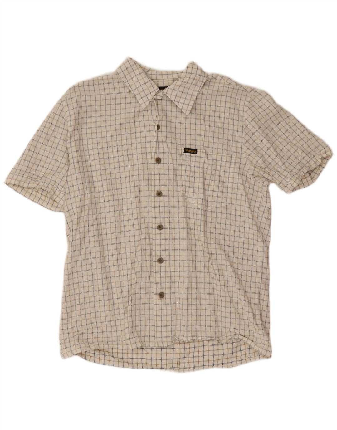 Wrangler kortærmet herreskjorte med normal pasform Medium hvid plaid bomuld