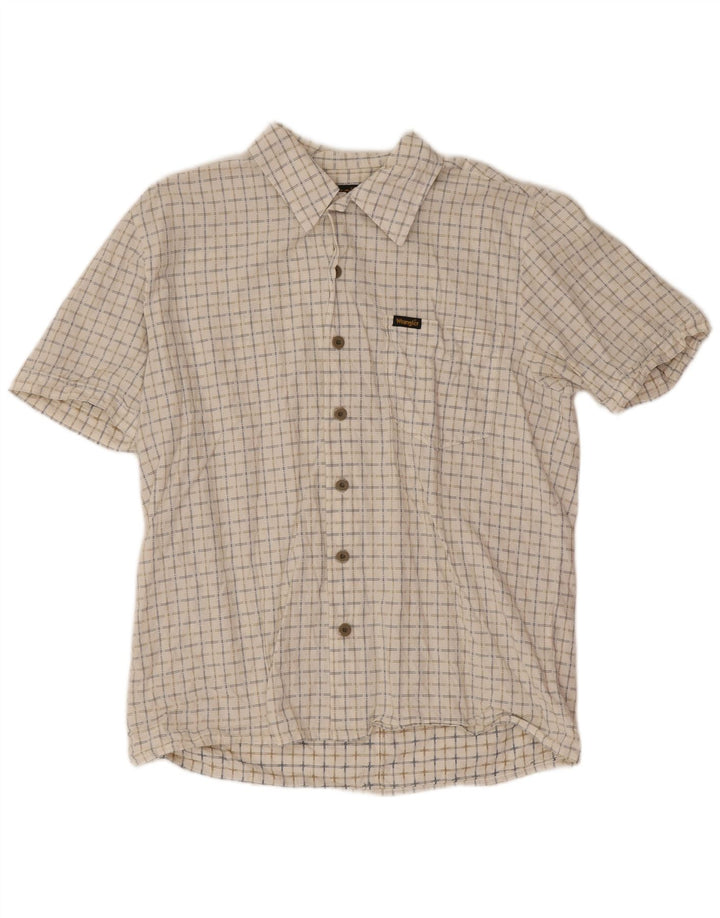 Wrangler kortærmet herreskjorte med normal pasform Medium hvid plaid bomuld