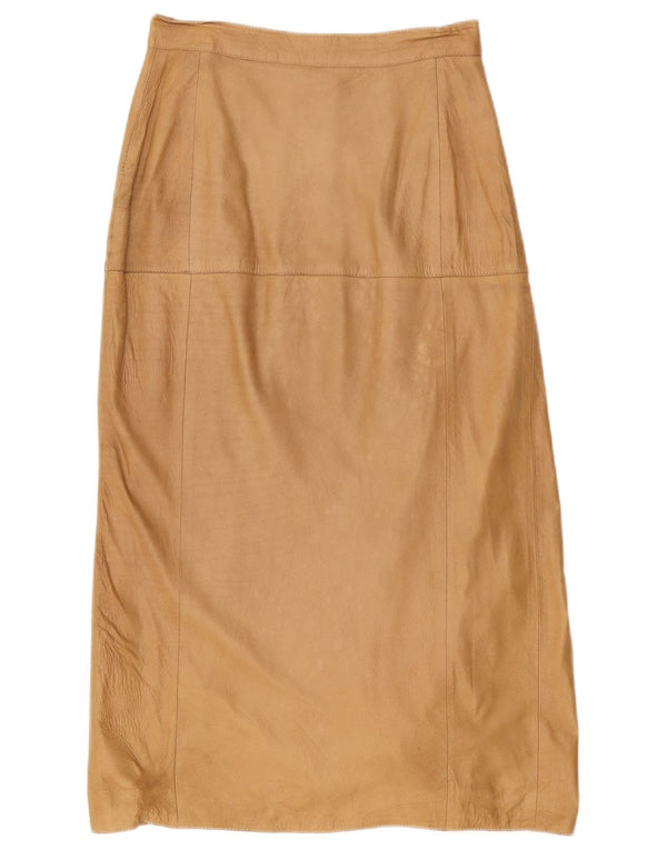 VINTAGE Højtaljet lædernederdel til kvinder IT 42 Medium W26 Brun