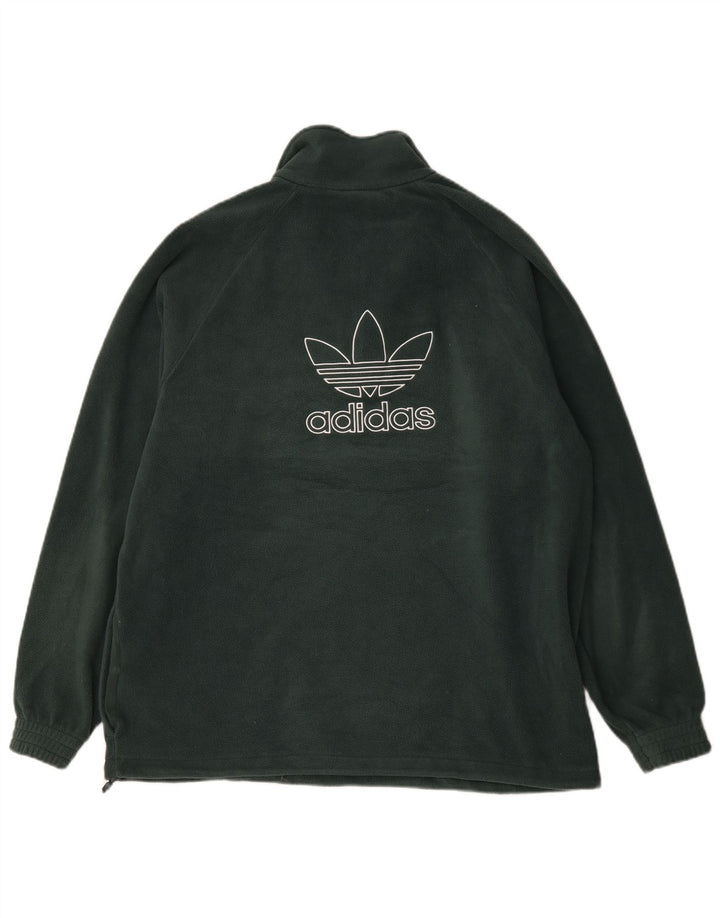 Adidas Herre grafisk fleecetrøje med lynlåshals Stor grøn polyester