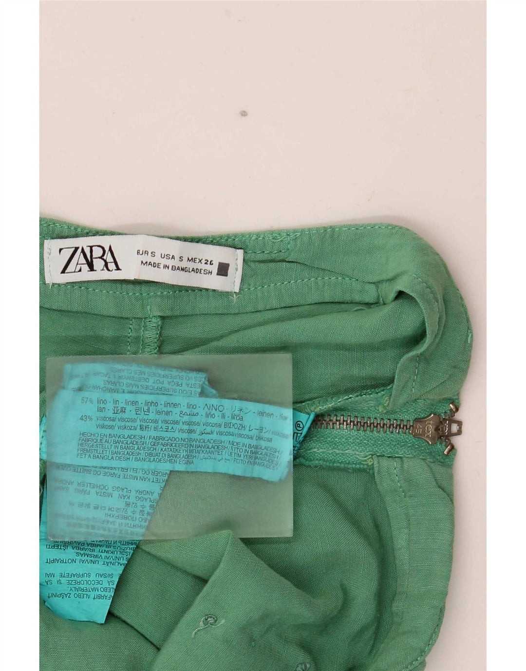 Zara Casual Shorts til kvinder Small W26 Grøn hør