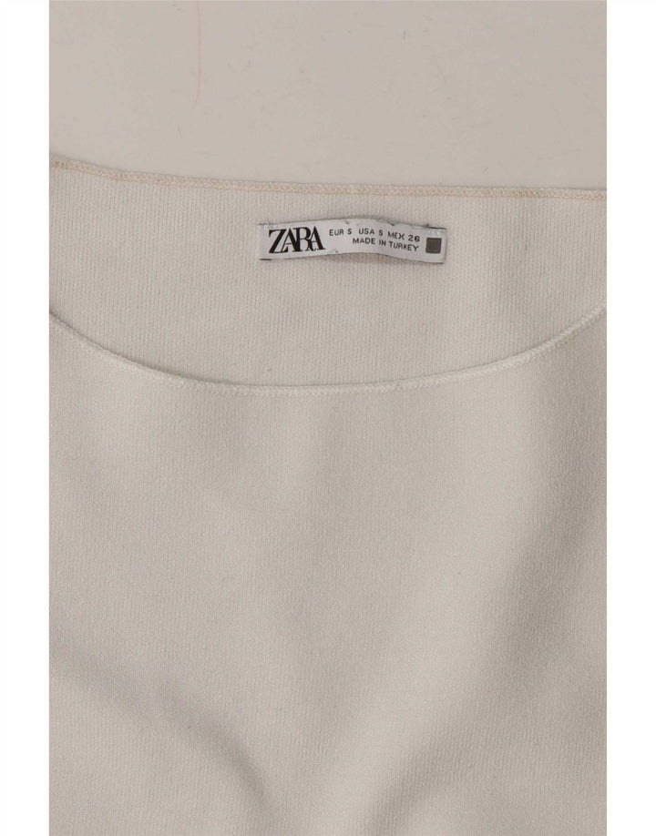 Zara Womens Crop Batwing Bluse Top UK 8 Small White