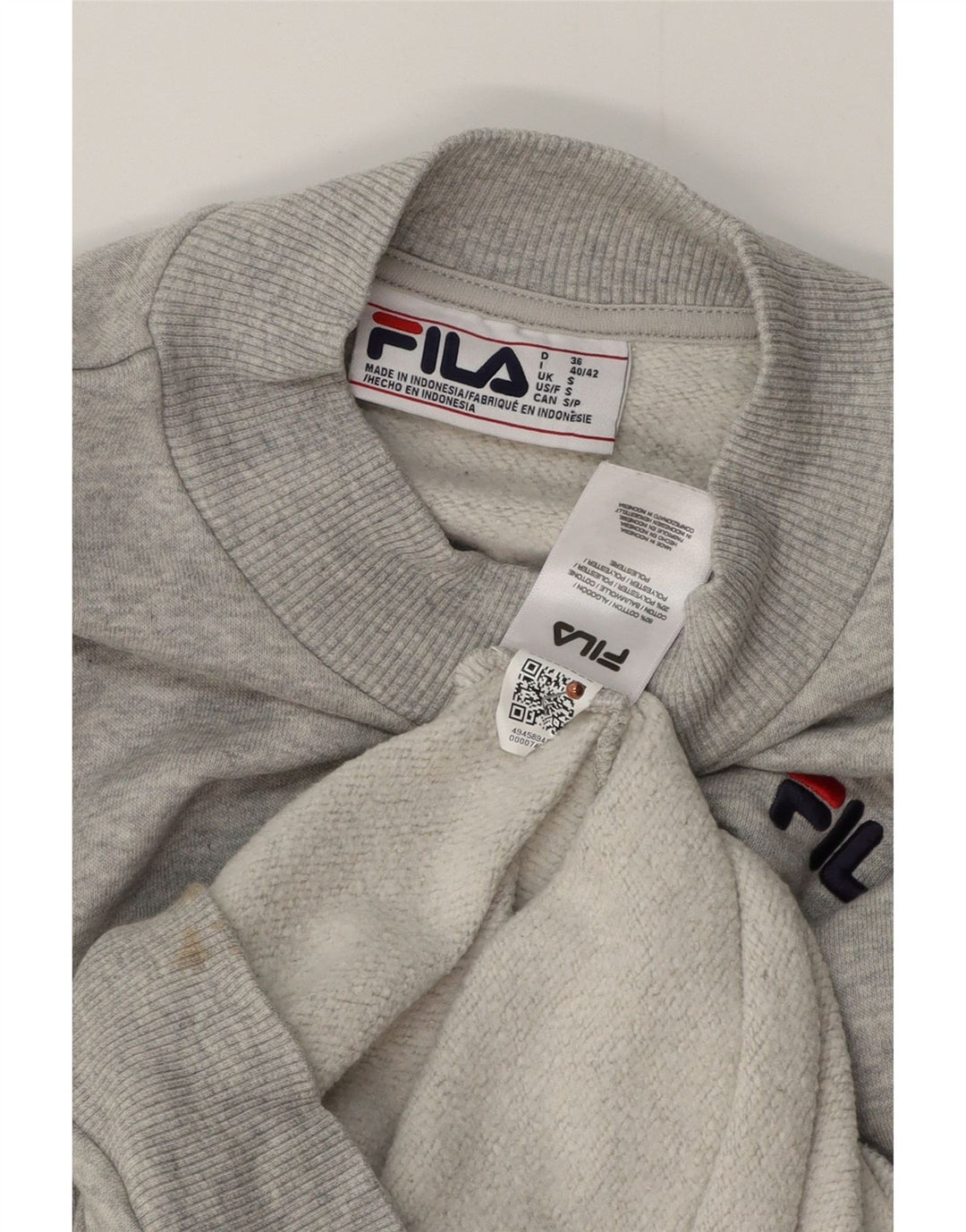 Fila Dame Oversized Sweatshirt Jumper UK 10 Small Grey Flecked Bomuld