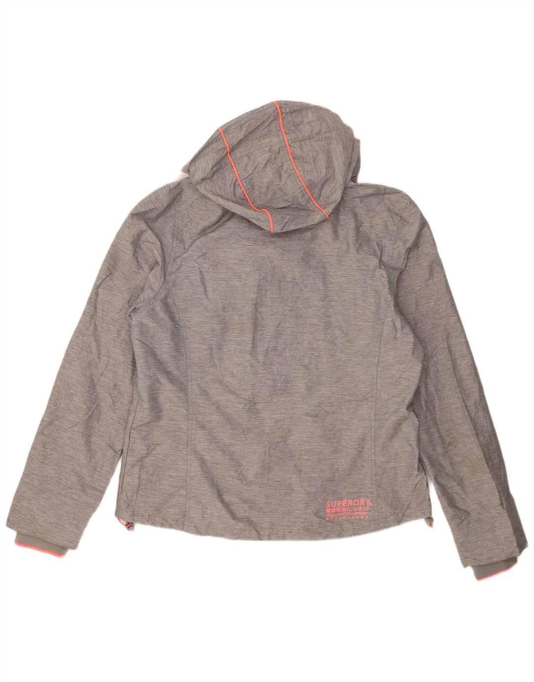 Superdry Regnjakke med hætte til kvinder UK 18 XL Grå Nylon