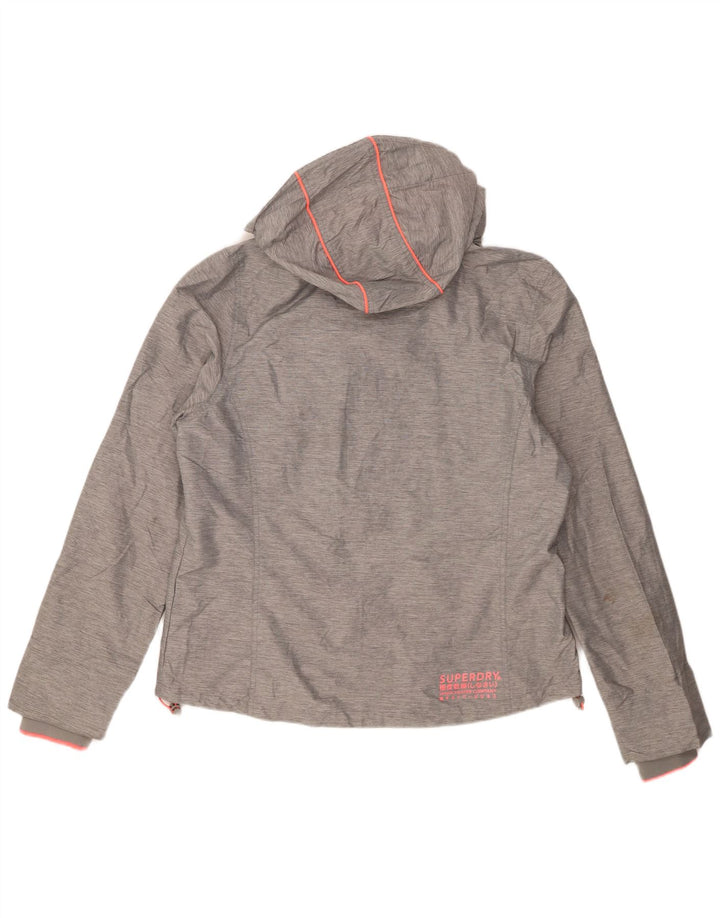Superdry Regnjakke med hætte til kvinder UK 18 XL Grå Nylon