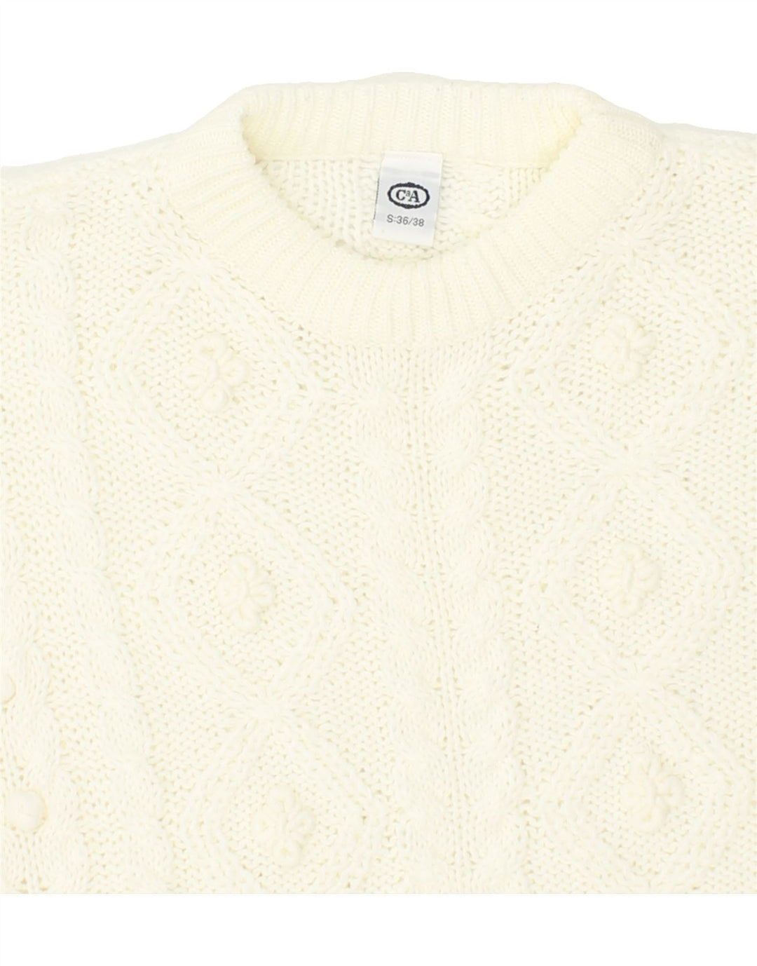 C & A Womens Boat Neck Jumper Sweater EU 36/38 Small Off White Acrylic Vintage C & A and Second-Hand C & A from Messina Hembry 