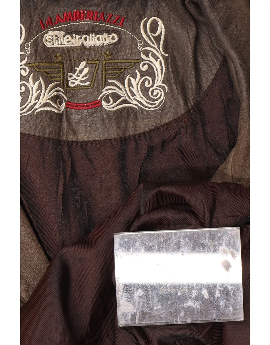 L.LAMBERTAZZI Læderfrakke til mænd UK 40 Stort brunt læder