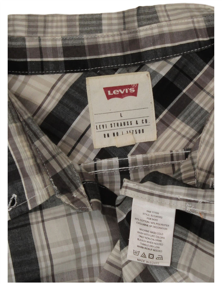 Levi's herreskjorte stor grå ternet bomuld