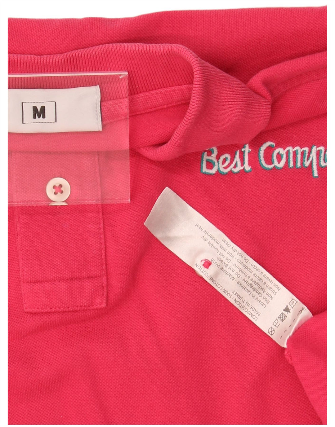 BEST COMPANY Mens Polo Shirt Medium Pink Cotton