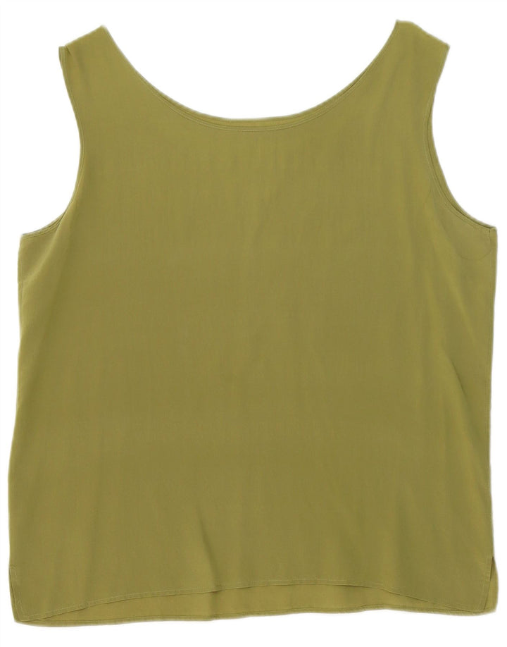 Vintage Dame ærmeløs bluse Top UK 16 Large Khaki
