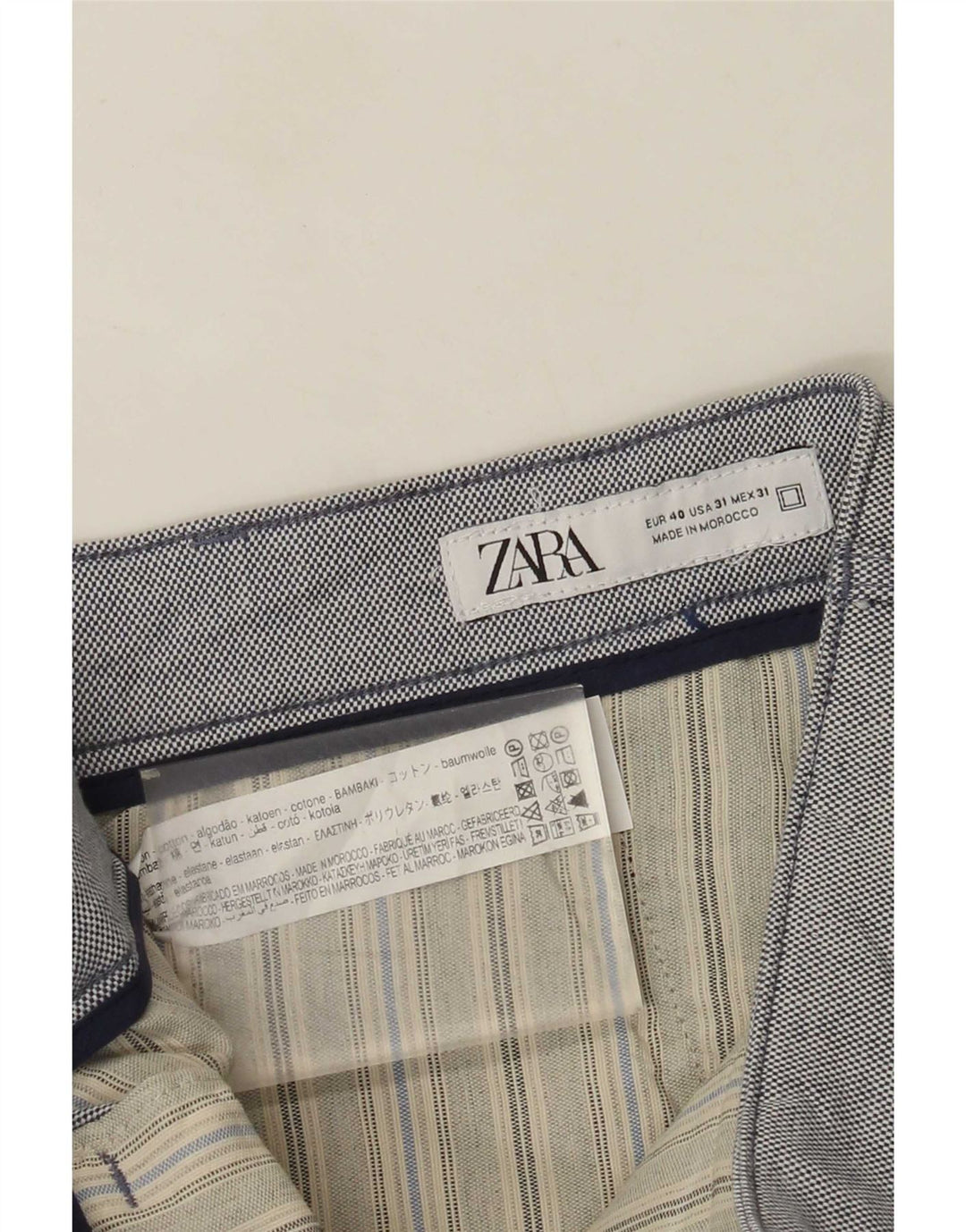 Zara Herre Chino Shorts EU 40 Medium W31 Grå Bomuld