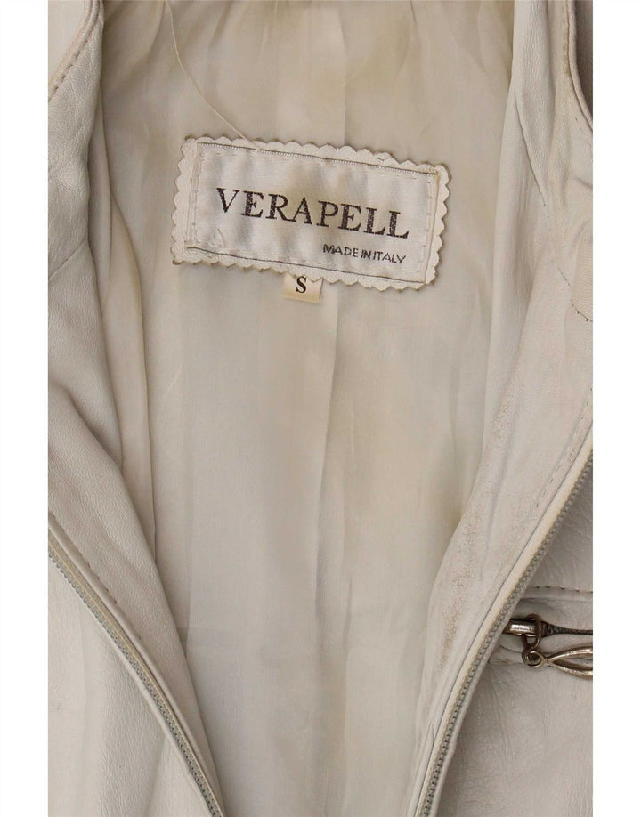 Vintage dame læderjakke UK 8 Small White