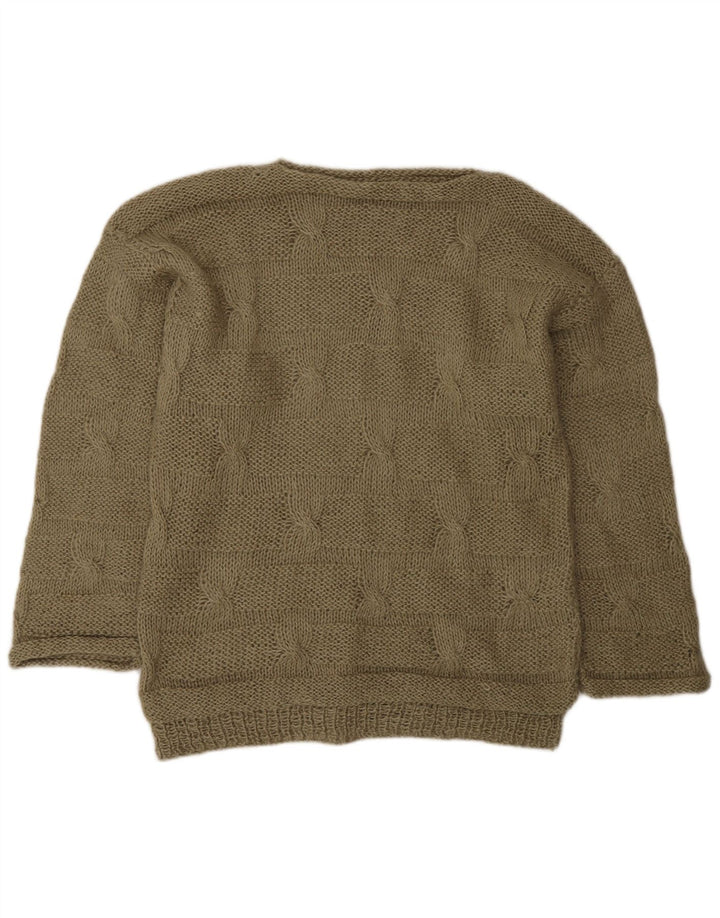 Vintage Herre Boat Neck Jumper Sweater Medium Khaki