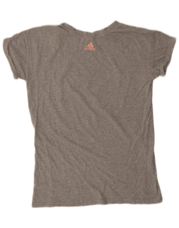Adidas Dame Oversized grafisk T-shirt Top UK 8/10 Small Grey Flecked