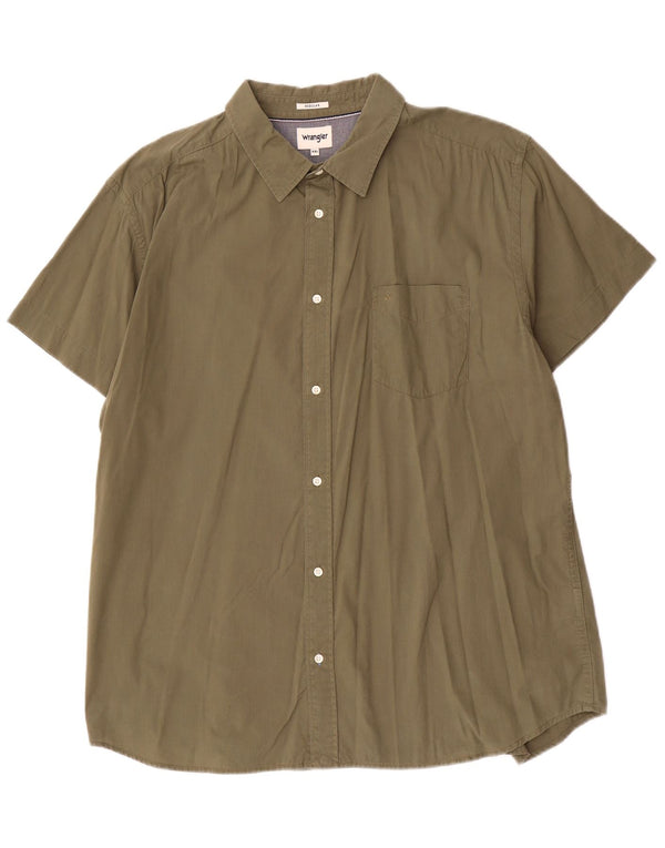 Wrangler kortærmet herreskjorte med normal pasform 2XL Khaki Bomuld