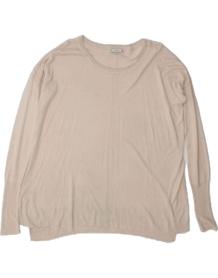 ZARA Womens Boat Neck Jumper Sweater UK 14 Medium Beige Vintage Zara and Second-Hand Zara from Messina Hembry 