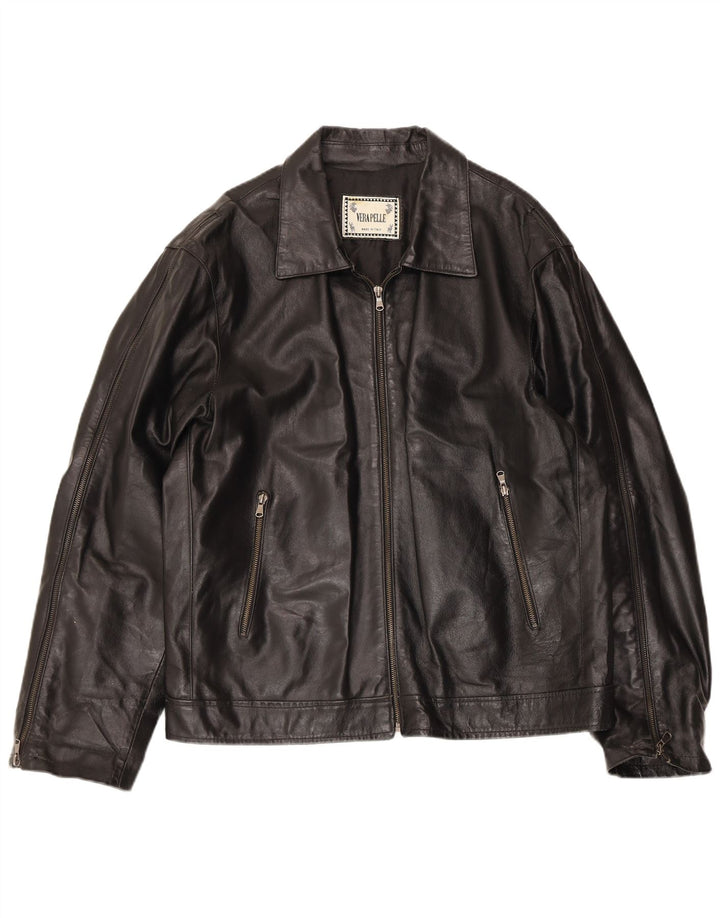 Vintage Herre Bomber Læderjakke UK 42 2XL Sort Læder