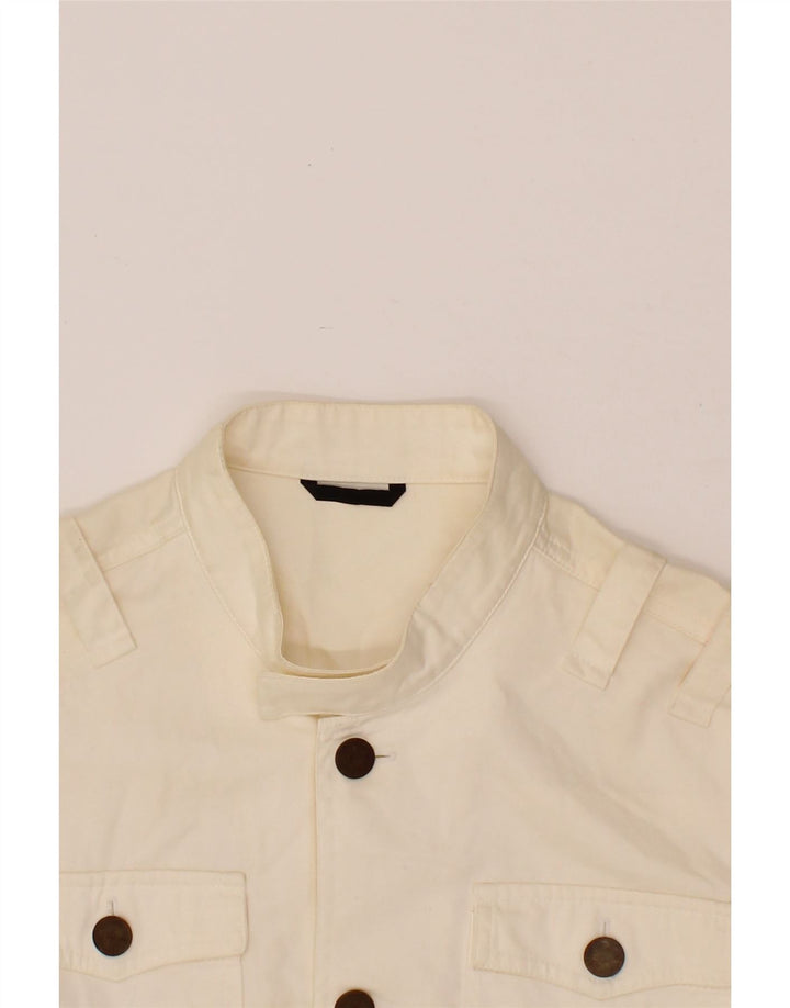 DANIELE ALESSANDRINI Mens Bomber Jacket IT 50 Large Off White Cotton Vintage Daniele Alessandrini and Second-Hand Daniele Alessandrini from Messina Hembry 