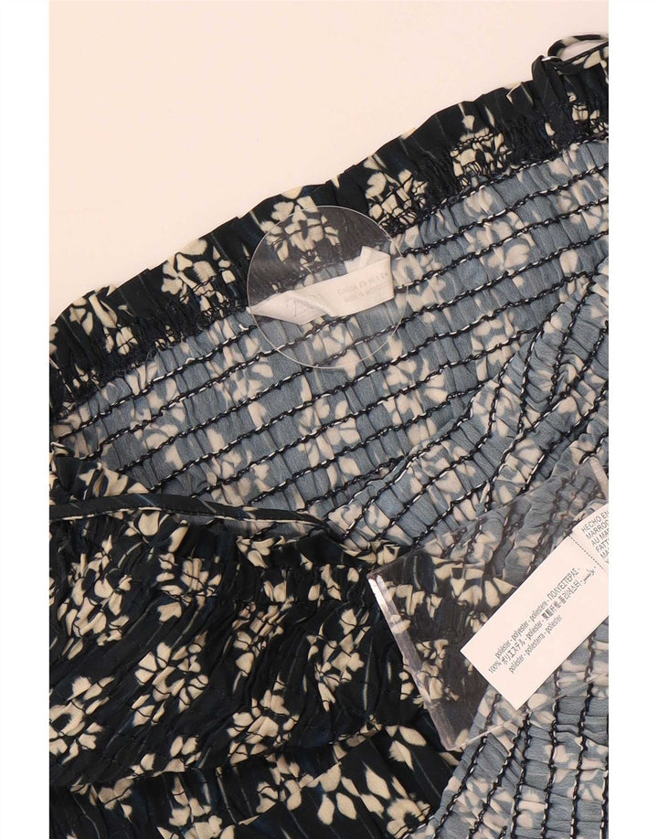Zara Dame Solkjole UK 4 XS Navy Blue Floral Polyester