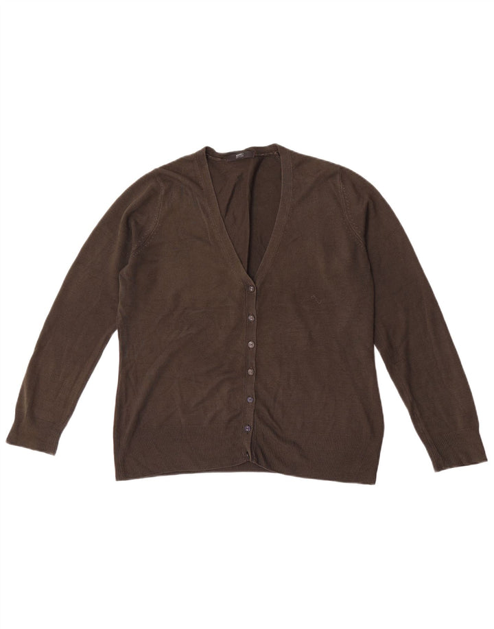 Marks & Spencer Dame Cardigan Sweater UK 14 Stor Khaki Akryl