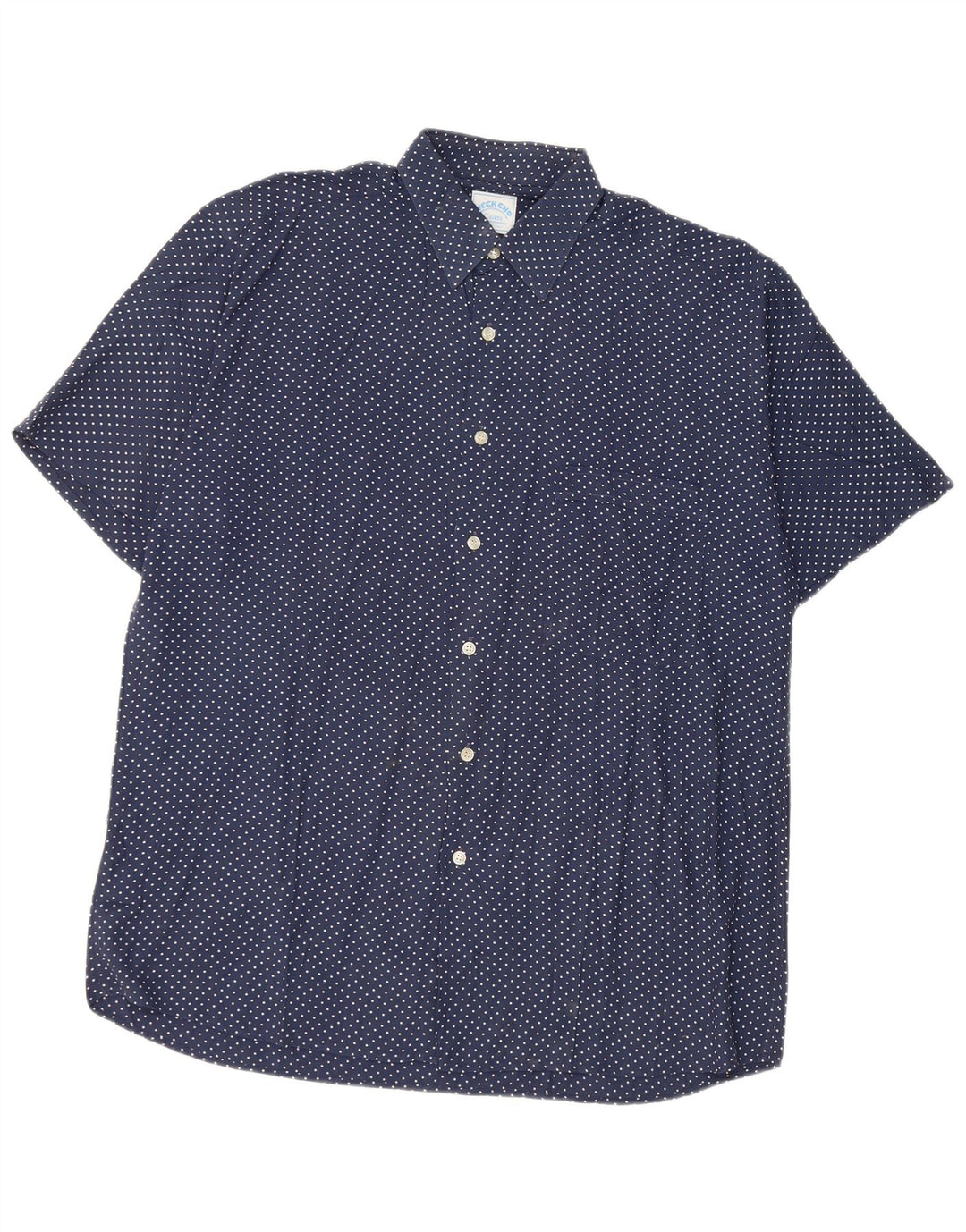 Cassera Herre Weekend Kortærmet Skjorte Størrelse 39 Medium Navy Blue Spotted