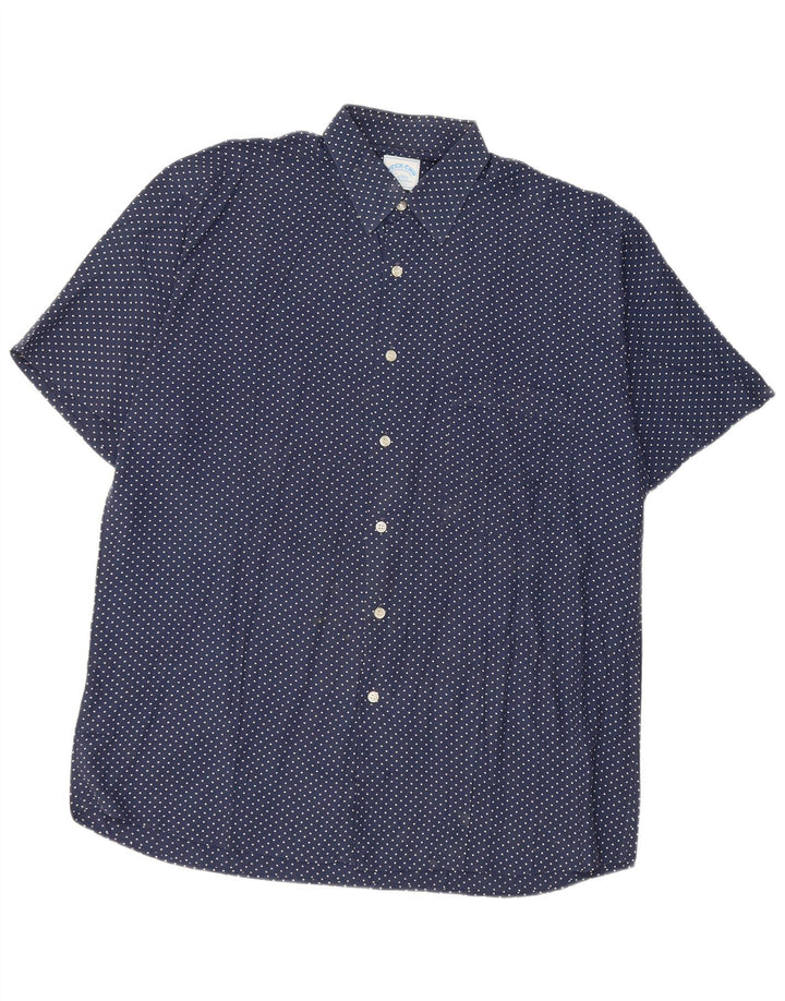 Cassera Herre Weekend Kortærmet Skjorte Størrelse 39 Medium Navy Blue Spotted
