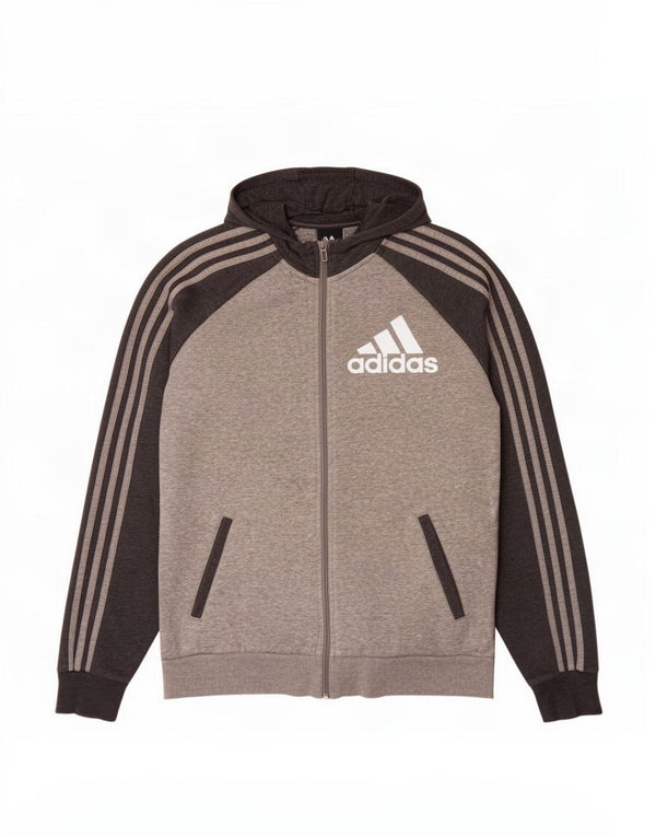 Adidas hættetrøje med lynlås til drenge 15-16 år Grå Colourblock Bomuld